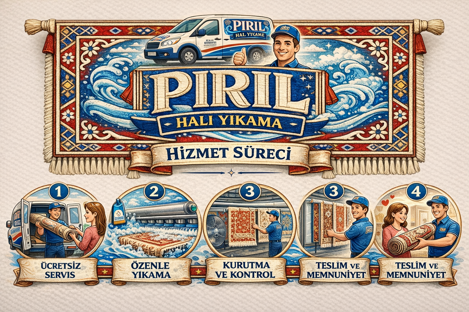 Pırıl Halı Yıkama hizmet süreci